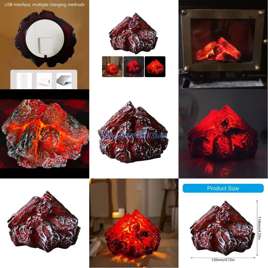 

Y6GD Simulation Charcoal Flame Lamp Campfire Night Light Flameless Home Decoration