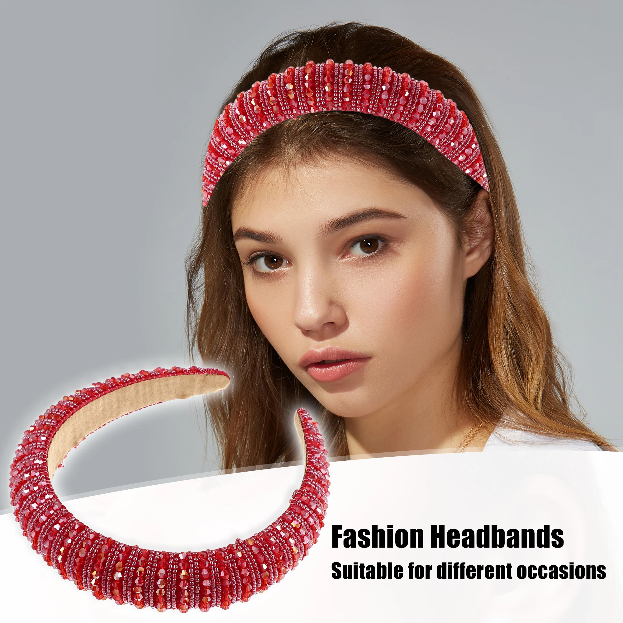 

VOCOSTE Fashion Crystal HairBands Rhinestone Headdress Makeup Headband Hairband 1.2" Hair Hoop Headwear Styling Tool Accessories