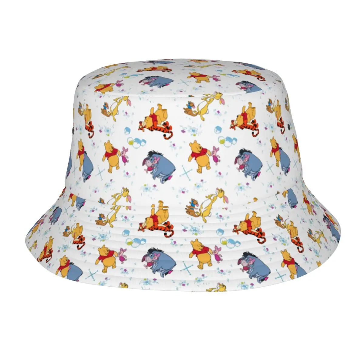 

Winnie The Pooh Hanging With Friends Pattern Bucket Hats Hot Headwear Accessories Fisherman Caps for Hiking Bob Hat Packable