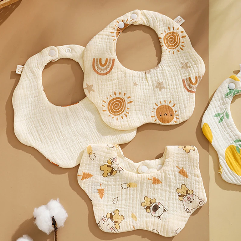 1PCS Baby Feeding Bibs 6 Layers Cotton Petal Infants Print Crepe Saliva Towel Newborn Toddler Soft Burp Cloth Kid Bib