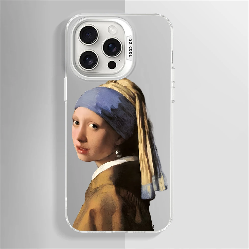 Girl with a Pearl Earring Matte Case for iPhone 16 15 14 Plus 11 12 13 Pro Max XR Hard Plastic Drop Protection Shockproof Cover