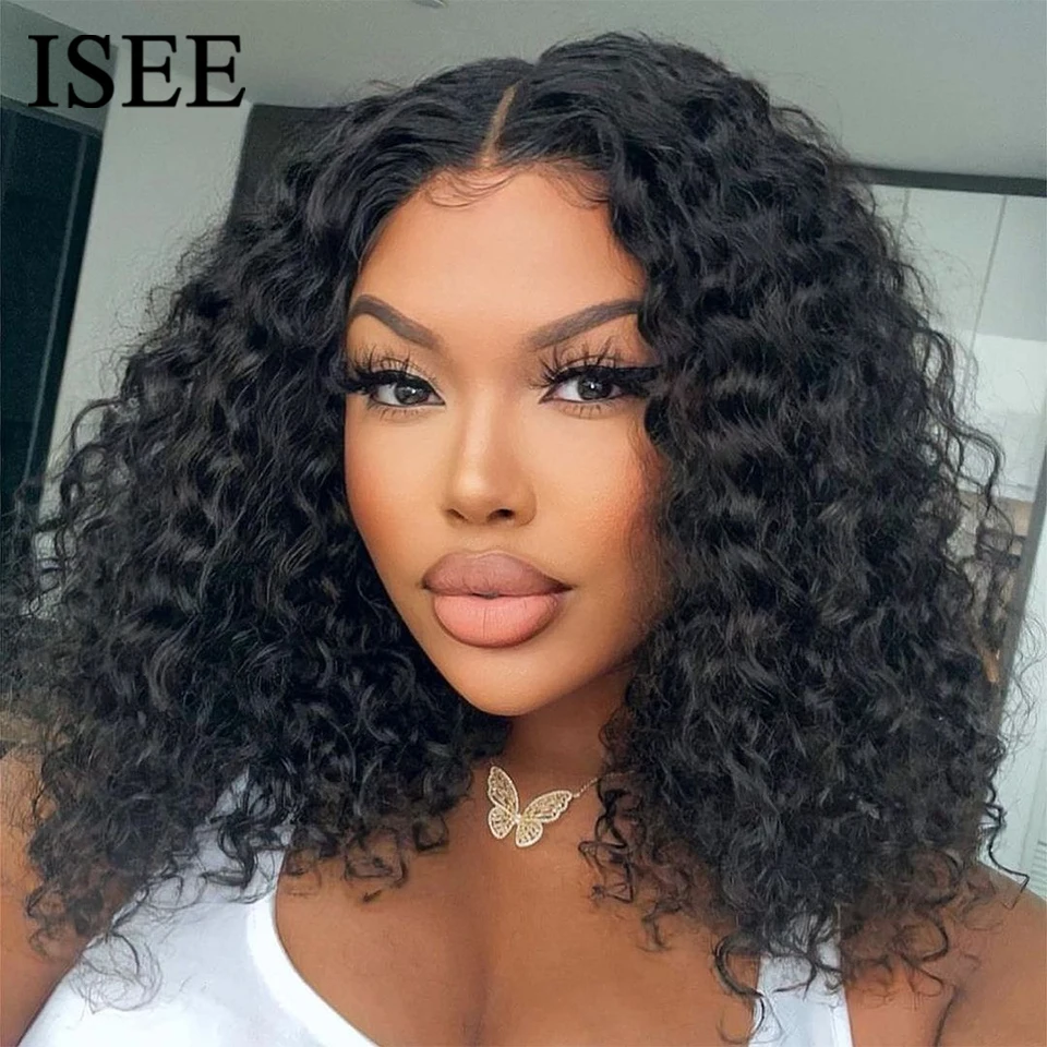 Wear Go Glueless Wig ISEE HAIR Brailian Water Wave Bob 6x4 HD Lace 100% Glueless Wig Human Hair Ready To Wear Pre Cut