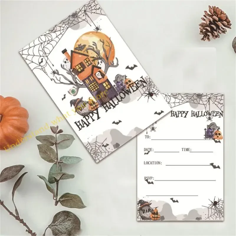 

J60A 10Pcs Halloween Celebration Cards Halloween Invitation Card Halloween Supplies