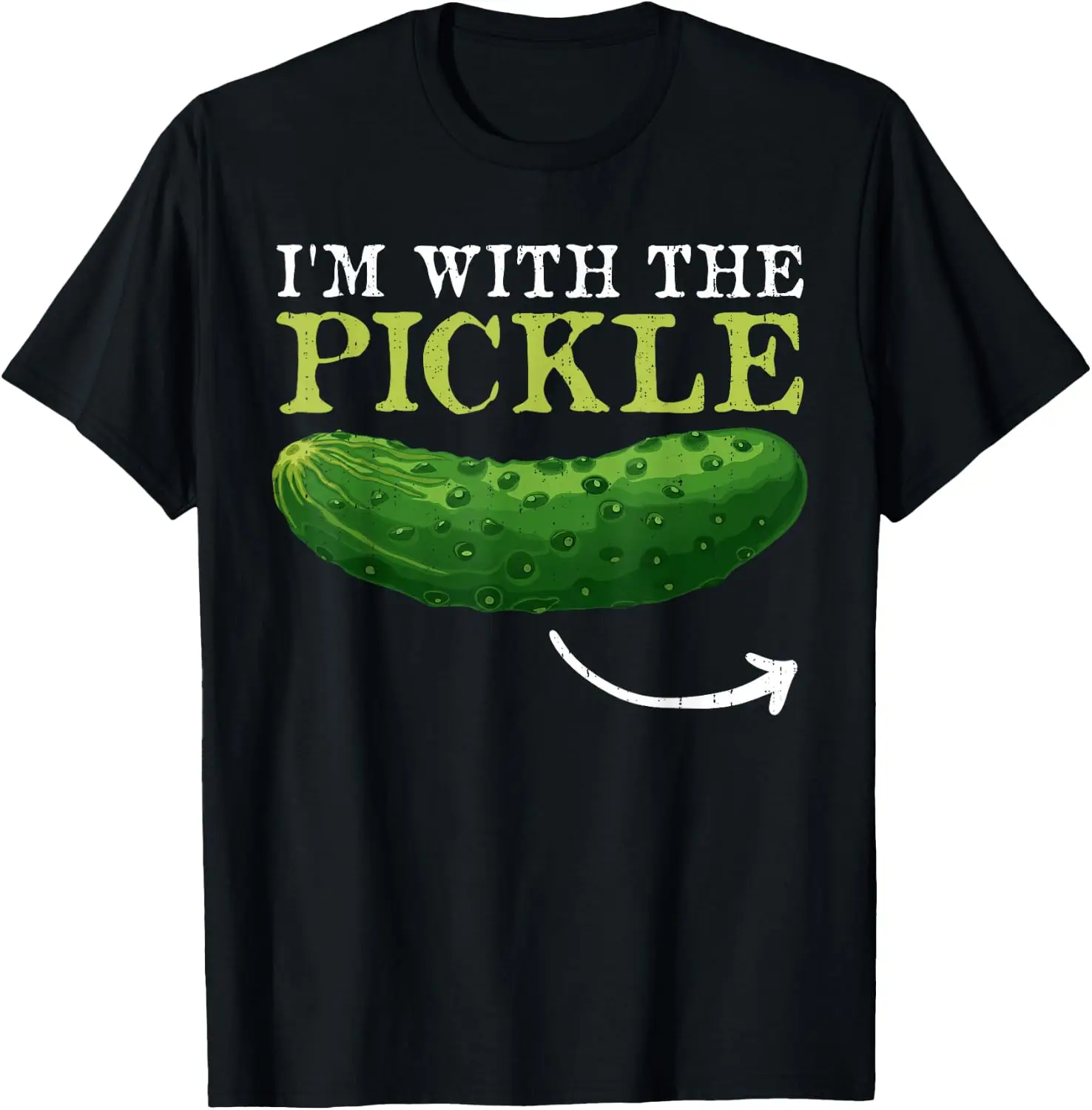 I'm With The Pickle Matching Halloween Adult Costume Kids T-Shirt Vintage Style Graphic T‑Shirt, Retro Tee, 100% Cotton Soft Lightweight Crew Neck Unisex Casual Short Sleeve Tops For Men Women Daily Wear