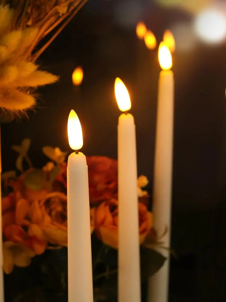 LED Vlamloze Taper Kaarsen Flikkeren met 10-Key Afstandsbediening 11 "Batterij-aangedreven Ivoor Kandelaars Kerst Thuis Bruiloft Decor - afbeelding 2