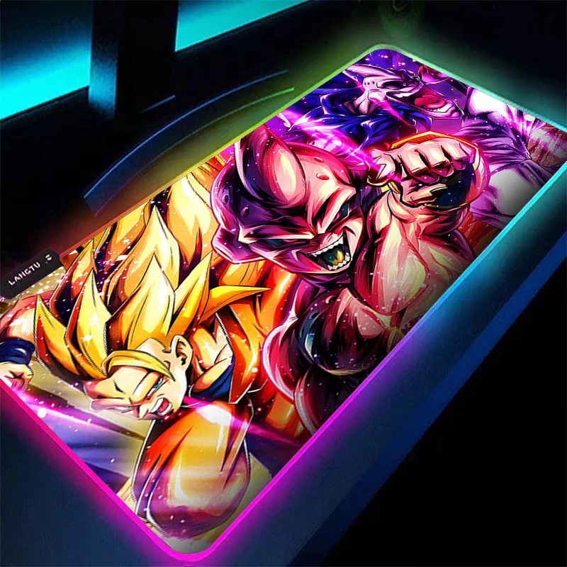 

LED Mouse Pad 90x40cm Anime Gaming Accessories RGB Mousepad DBZ Dragon Ball Majin Buu Gamer Computer Keyboard Desk Mat Backlight