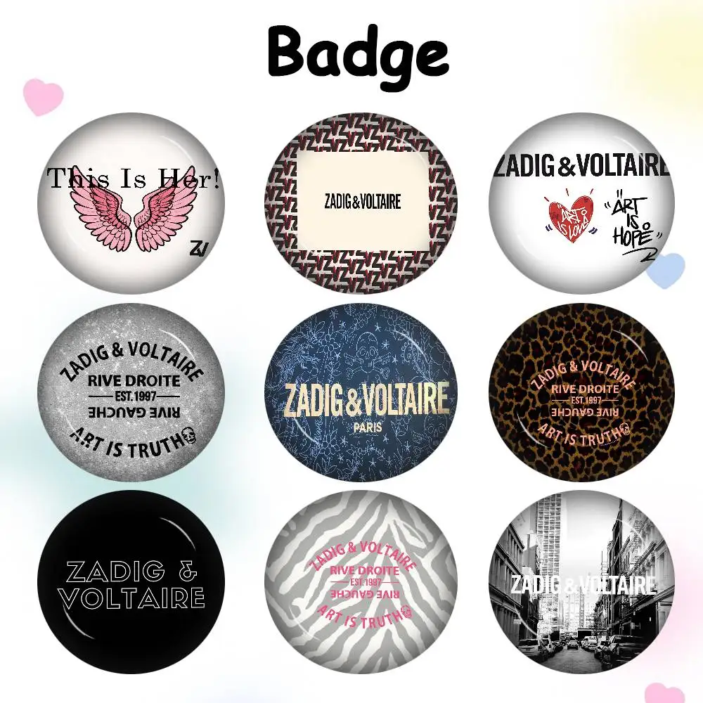 Broches de dibujos animados de moda Z-Zadig y V-Voltaire, insignias de anime, broches redondos hechos a mano, alfileres de solapa, joyería para mochilas, ropa y regalos