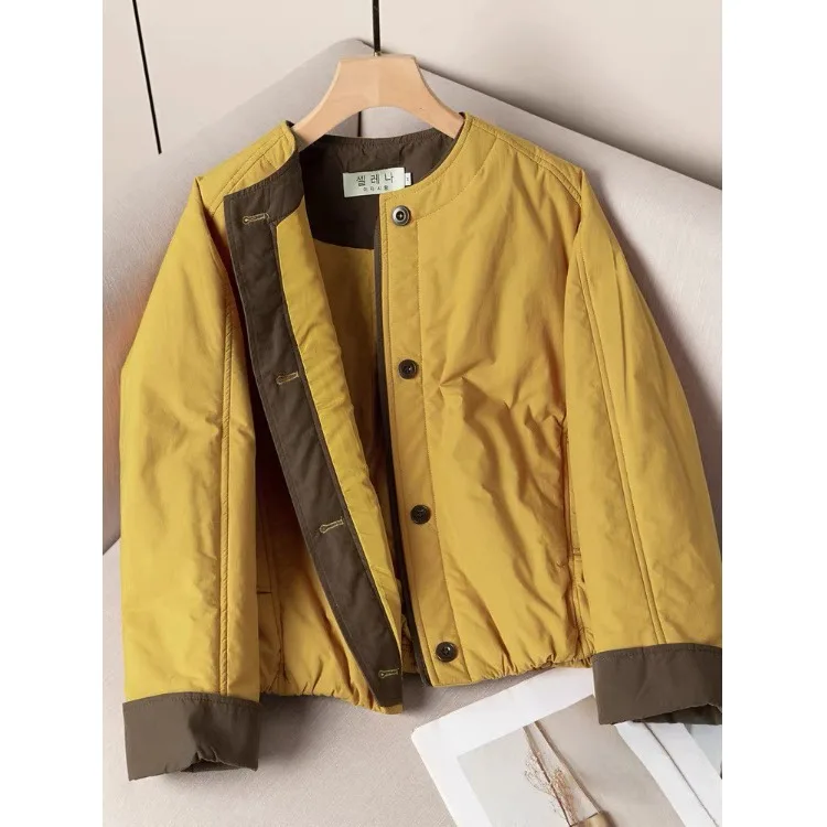 Kolorowa bawełniana kurtka damska, luźna, ciepła, w stylu college, idealna na zimę, nowość, modna, mały rozmiar, do pracy, wersja koreańska.