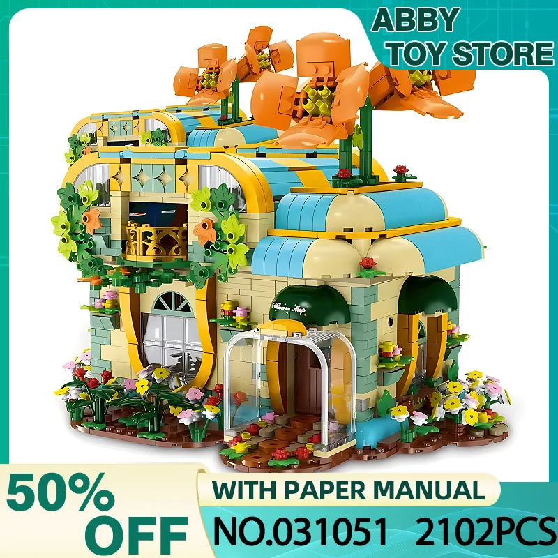 

XMORK 031051 MOC 2102PCS Florist Fruit Store Villa Building Blocks Bricks Puzzle Toy Christmas Gifts For Kids