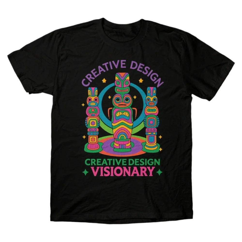 

Creative Design Visionary & Psychedelic Totems Graphic Printed T-Shirt. Summer Cotton Short Sleeve O-Neck Mens T Shirt S-3XL