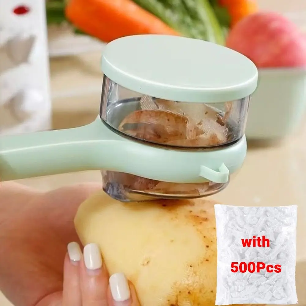

Multifunctional Vegetables Peeling Tool Manual with 500pcs Disposable Food Cover Potatoes Peelers Cutter Sharp Paring