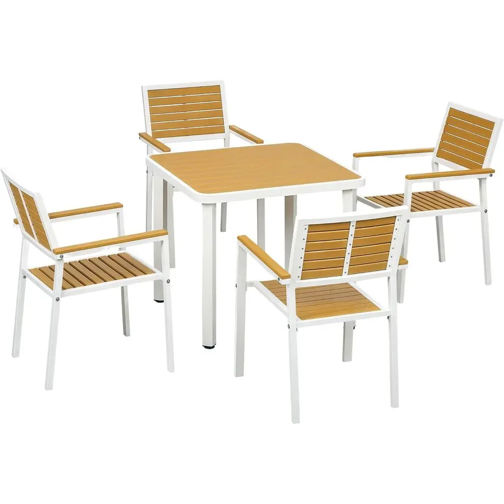 

Yellow Outdoor Patio Dining Set with 5 Pieces and Umbrella Hole, Weather-Resistant HDPE Furniture