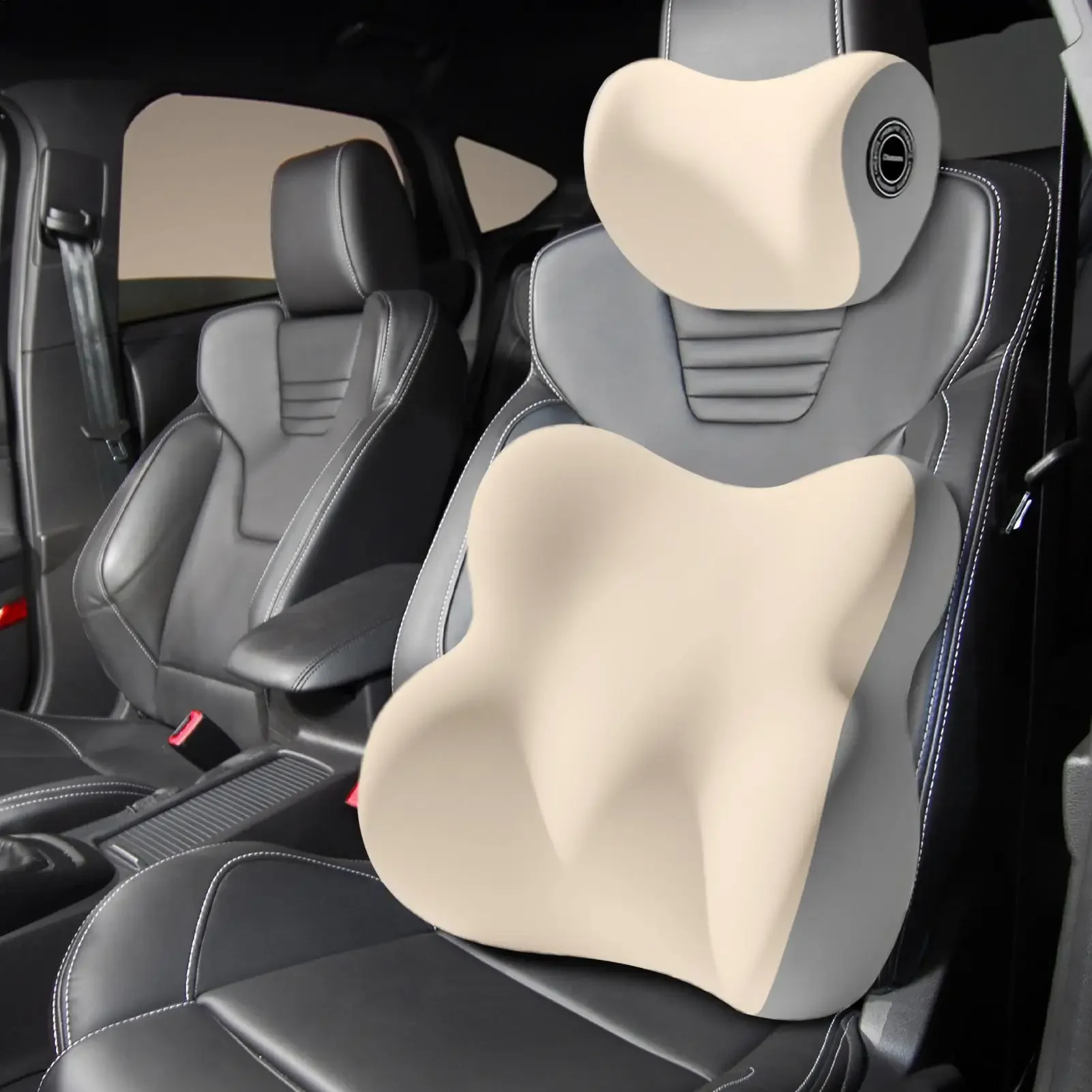 Auto-Nackenkissen aus Memory-Schaum, Lendenwirbelstütze, Rückenlehnenpolster, Lendenkissen, Auto-Kopfstützenpolster