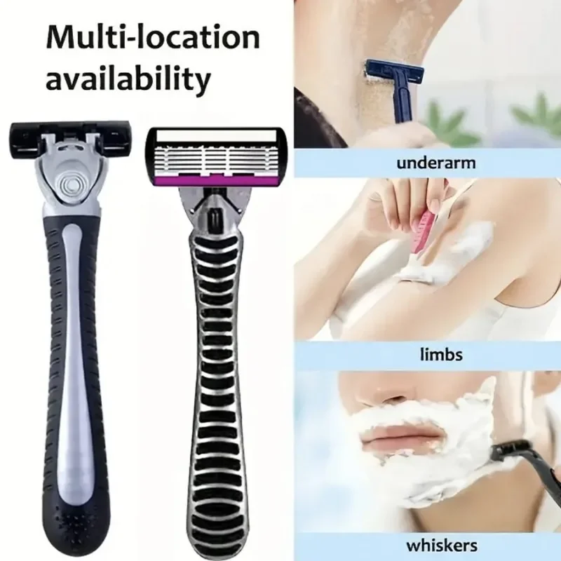 Double Edge Safety Razor Kit, Manual Razor Handle Replacement Blades for Men Wet Shaving
