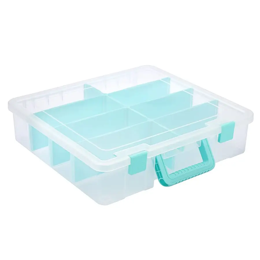 

Clear Plastic Dividing Storage Box with 8 Compartments Adjustable Storage Bin with Lid Portable Craft Storage Container Multipur