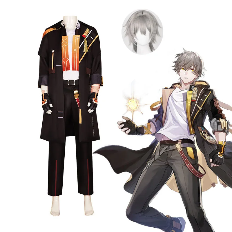 

Protagonist Trailblazer Cosplay Game Honkai Star Rail Costume Wigs Anime Men Uniform Suit Halloween Party Masquerade Costume Set