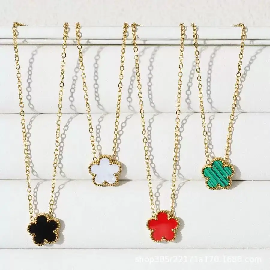Fashionable Fetro Necklace For Women, Simple Clover With Five Leaf Flowers, Elegant Women's Necklace Pendant Accessories, Multi