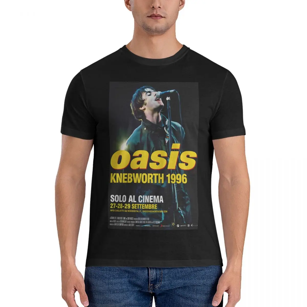 Songs Musical Band Concert Movies Poster Casual 100% Cotton Tees Short Sleeve O-Oasis Band T Shirts Crew Neck Clothes Adult