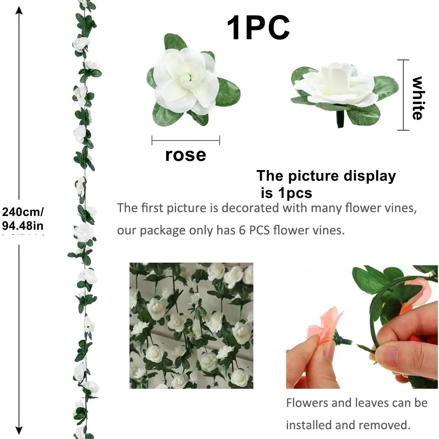 Künstliche Blumengirlande mit Rosen für Hochzeit, Festival, Heim, Tisch, Außenbereich, Wanddekoration, Garten, DIY, Hochwertige Geschenke für Partys – Detail 8