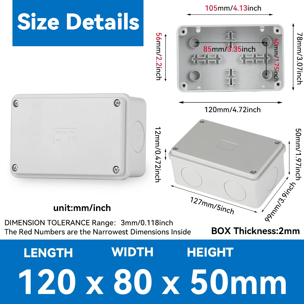 Junction Box, Plastic Waterproof Junction Box, IP55 Waterproof And Dustproof, Electrical Engineering Housing, NO Cable Gland