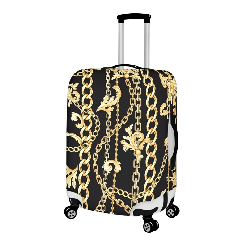 Black and Gold Luggage Cover Elastic Washable Stretch Suitcase Protector Anti-Scratch Travel Suitcase Cover 18-32 Inch Suitcase