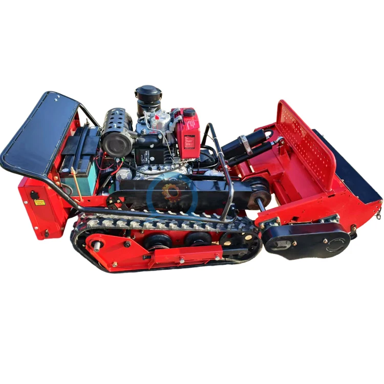 Mesin Pemotong Rumput Remote Control Otomatis yang Efisien dengan Trek Perayap untuk Pemotongan Rumput Gunung