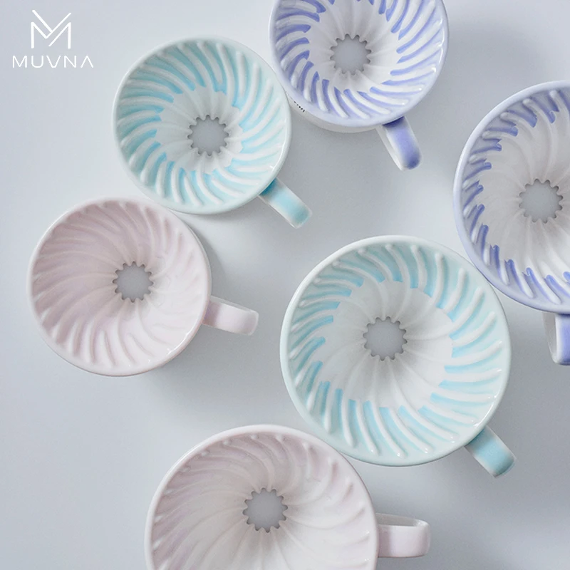 

MUVNA Ceramic Espresso Filter, Hand Brewed Coffee Ceramic Filter Mug Pour Over Coffee Maker Set, Reusable Cone Coffee Filter