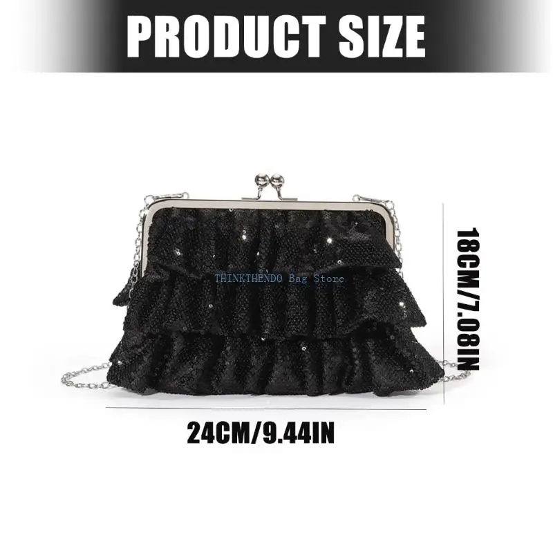 340D Stylish Evening Bag with Adjustable Chain Strap for Crossbody Shoulder Handheld Closure Organized Interior