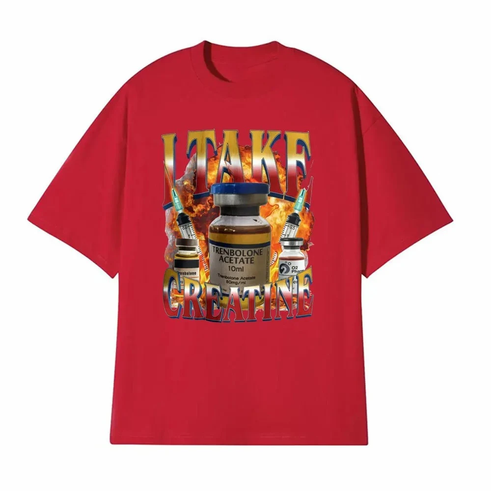 Drôle j'ai prendre la créatine t-shirt de gymnastique stéroïde hors de poche Meme T-shirts femmes à manches courtes T-shirts occasionnels femmes vêtements