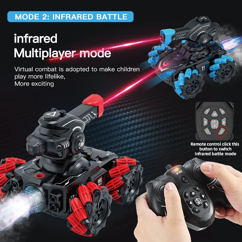 2.4G Water Bomb RC Tank Light And Music Shooting Toy Boy Tracked Vehicle Radio Control Combat Vehicle RC Vehicle Gifts For Kid