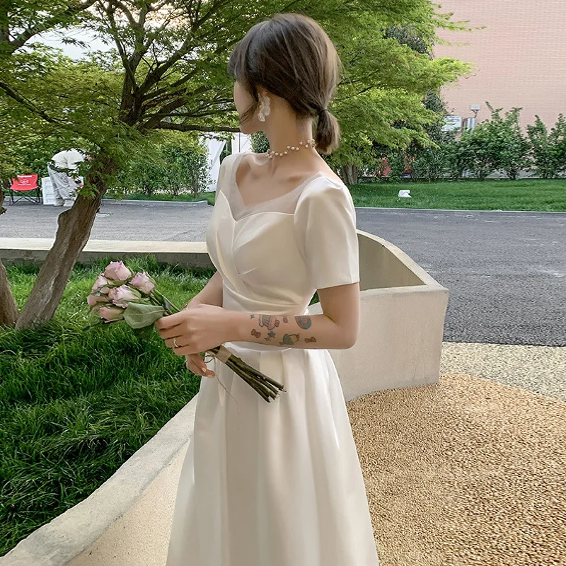 New Minimalist White Wedding Dress