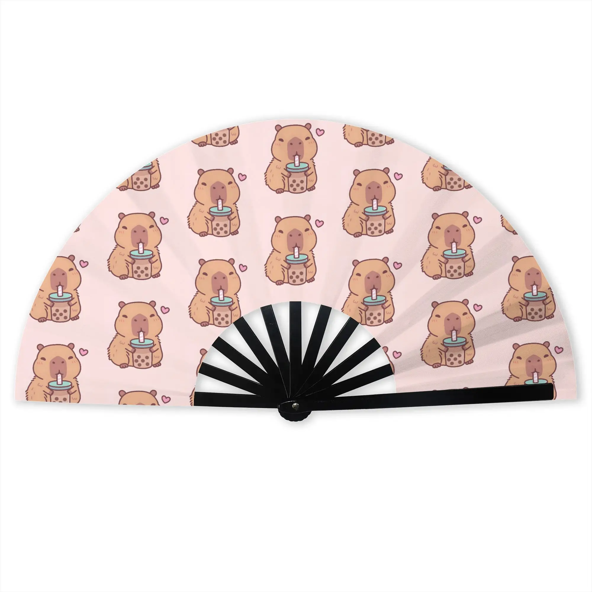 Cute Capybara  Hand Fan Promotional Gift Party Drinking Bubble Tea Durable Folding Fans Novelty Bulk Pack Fan
