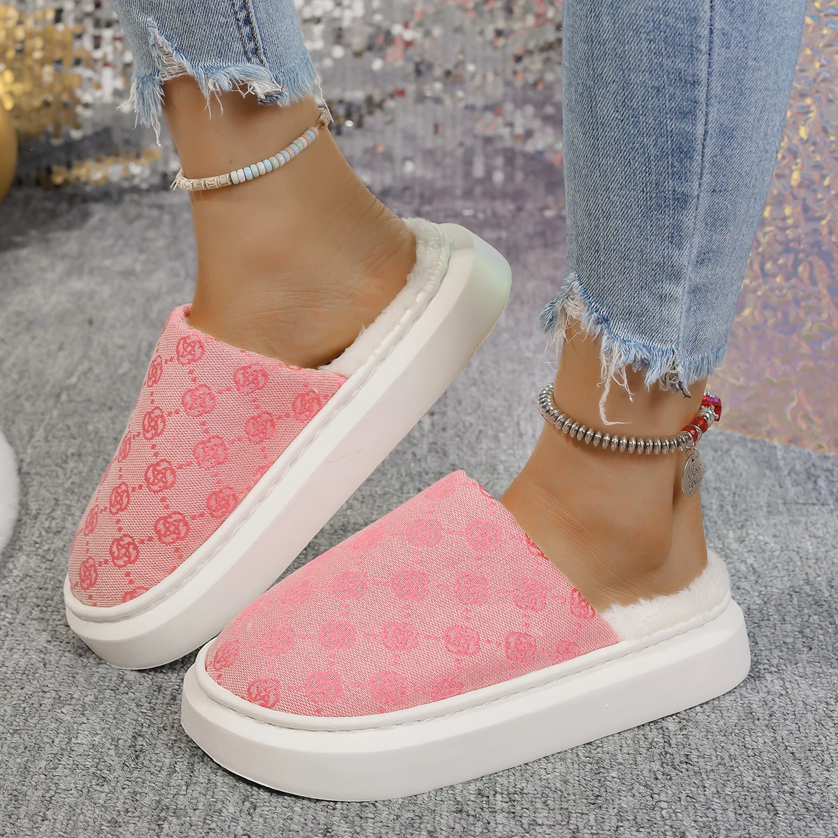 

Женские хлопковые тапочки, зимние домашние домашние тапочки, женские теплые нескользящие туфли на толстой подошве, женские утепленные пуховые шлепанцы для пар