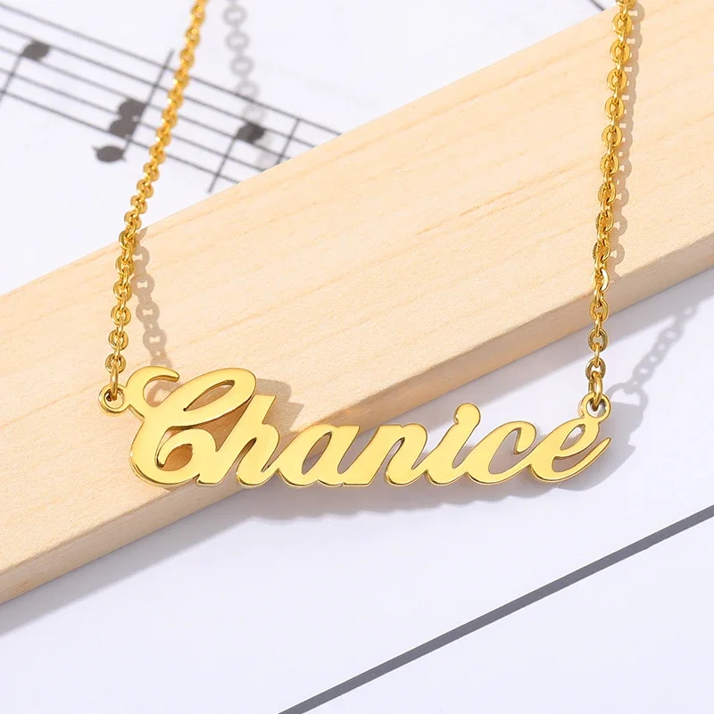 Custom Name Necklace For Women Stainless Steel Gold Plated Personalized Necklace Nameplate Chain Choker Jewerly Gift Collar