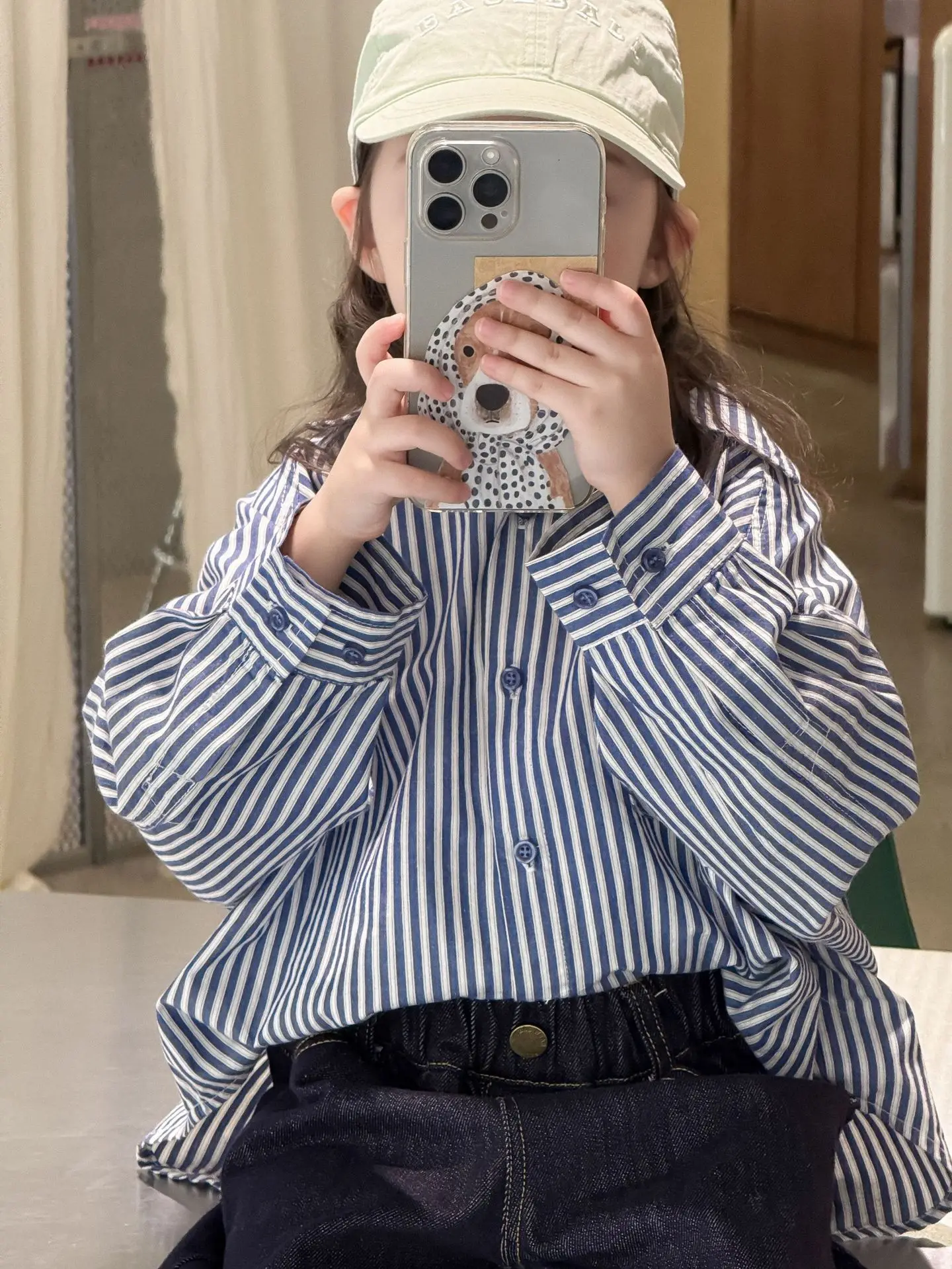 

2025 Autumn New Children's Clothing Korean Children's Clothing Girls Fashion Striped Medium and Long Shirts Fashionable Shirts