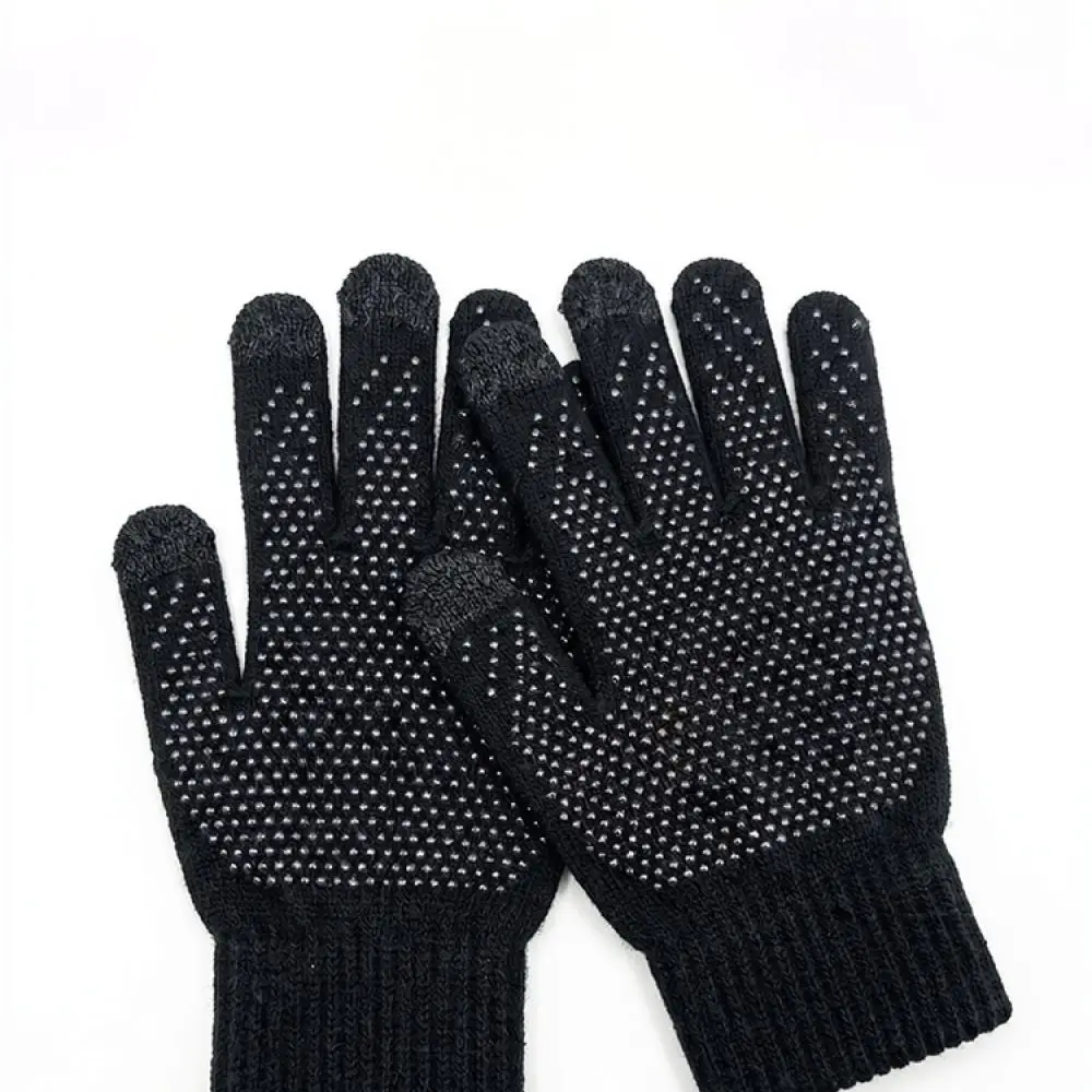 Winter Men Beanie Scarf Touchscreen Gloves Set Thickened Knitted Warm Accessories For Outdoor Cold Weather Cycling Sport