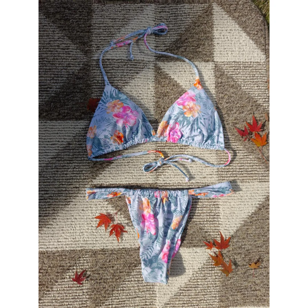 XS - XL, Bikini mit Blumenmuster, Damen-Badeanzug, zweiteiliges Bikini-Set, Damen-Badebekleidung, gepolsterter Badeanzug, Badeanzug, Modell V6530. – Detail 20