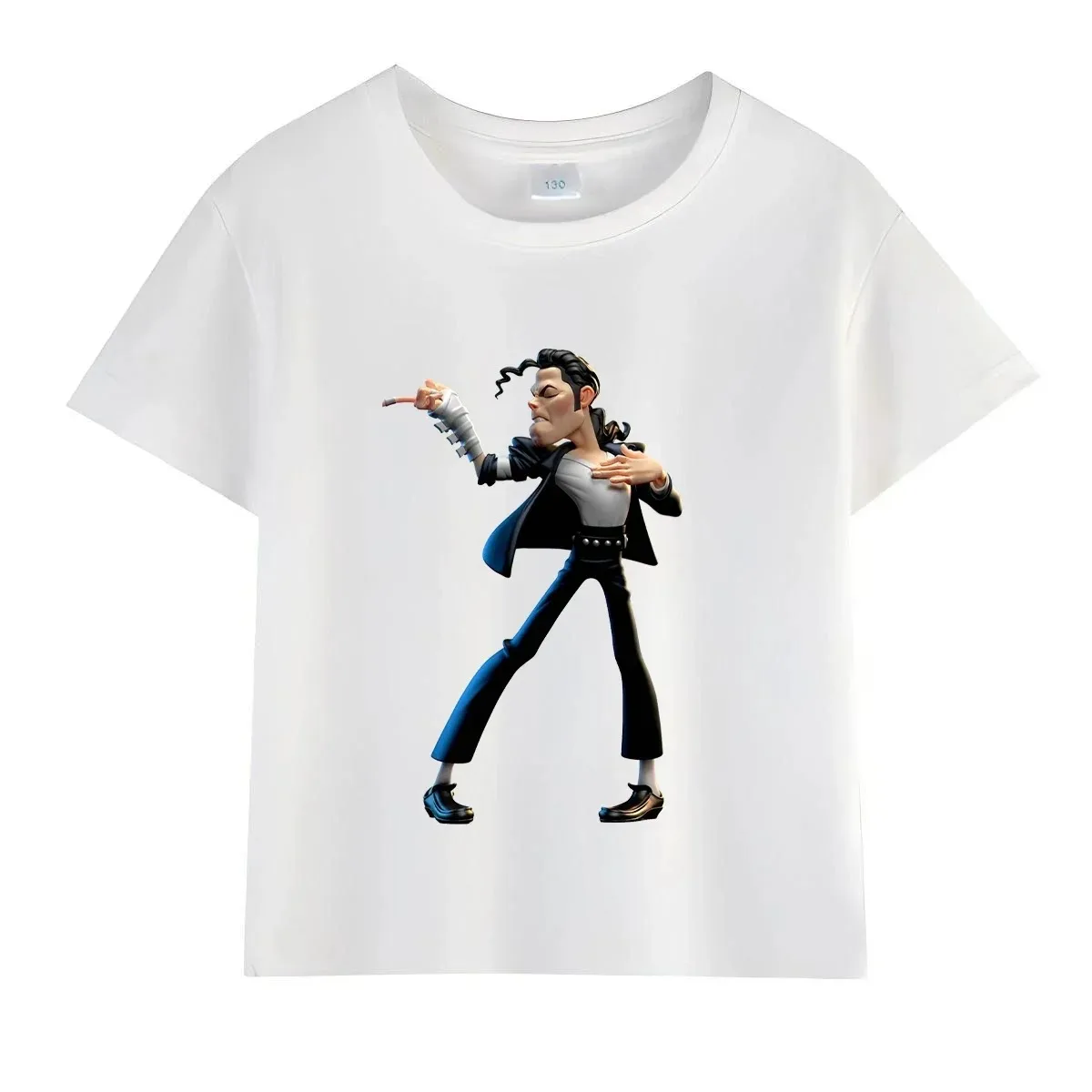 Michael Jackson Rock N Roll T-Shirt für Kinder, modisches Rundhals-Oberteil für Kinder, Sommer-Freizeitkleidung für Babys, Jungen/Mädchen – Detail 3