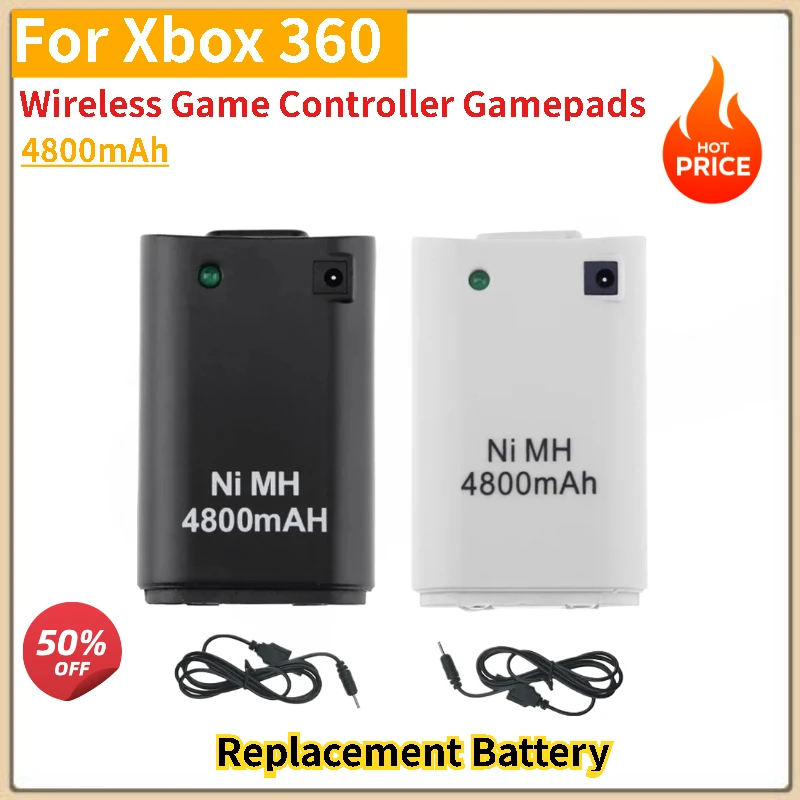 

Replacement Battery 4800mAh for Xbox 360 Wireless Game Controller Gamepads with USB Charging Cable Brand-New High Quality
