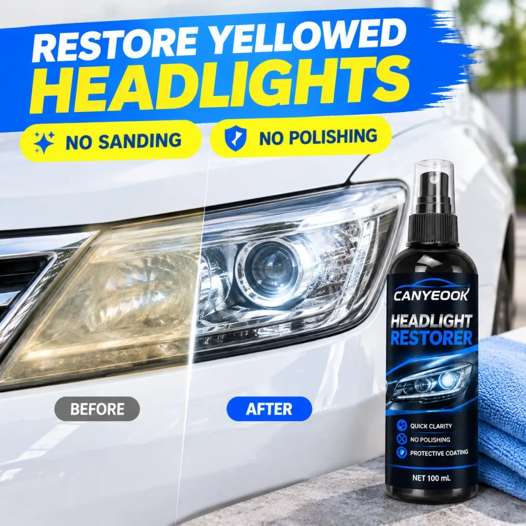 CANYEOOK Car Headlight Restoration Spray 100ml Yellowing Haze Repair Clear Lens No Polish Long Lasting Protection