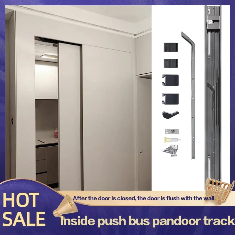 Inner Push Hidden Bus Sliding Door Room Door Track Plane Partition Change Track Invisible Sliding Door Slide Rail Hardware