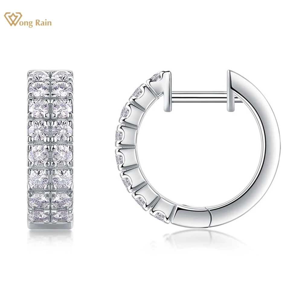 

Wong Rain 100% 925 Sterling Silver VVS1 3EX D Color Real Moissanite Diamond Gemstone Women Hoop Earrings Fine Jewelry Wholesale