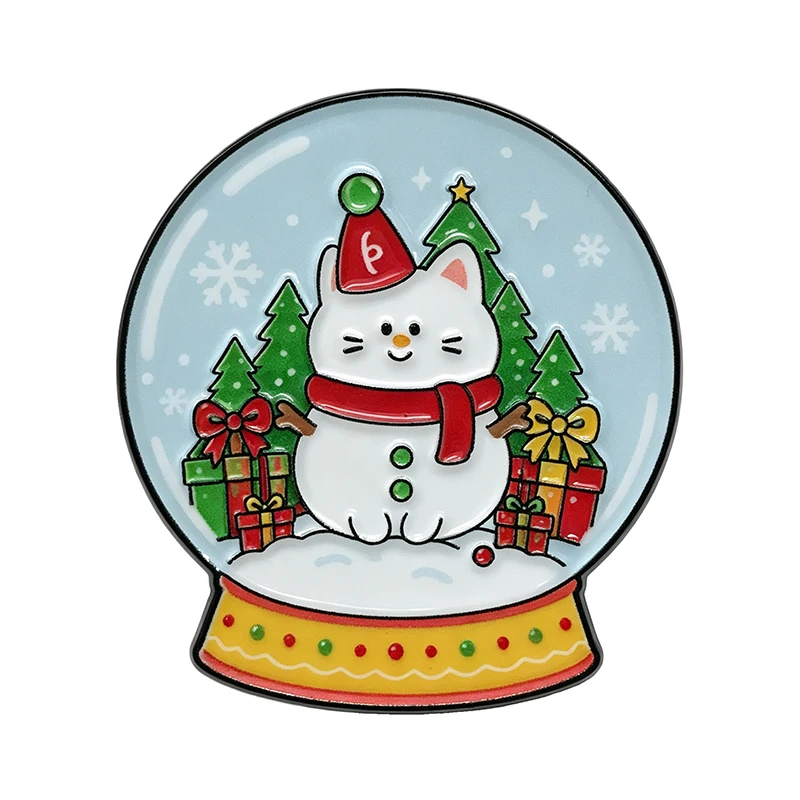AniPins Christmas Cat Pins 6-design Wreath Snow Globe Christmas Tree Kitty Metal Animal Brooch Pin For Clothes Backpack Badge