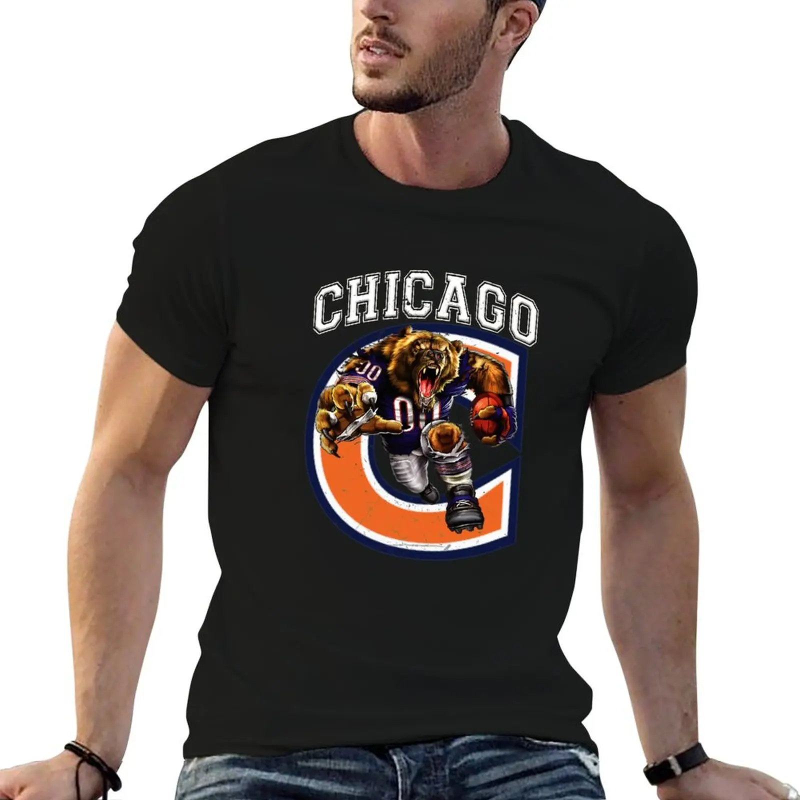 

t graphic anime T-Shirt shirt man oversize shirts Chicago t Football