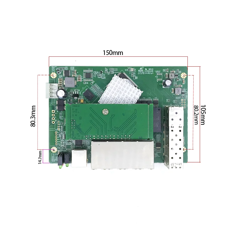 8 portas 10/100/1000mbps gigabit switch, 12v-48 mbps, módulo do interruptor do gigabit, gigabit, com 2 portas gigabit sfp