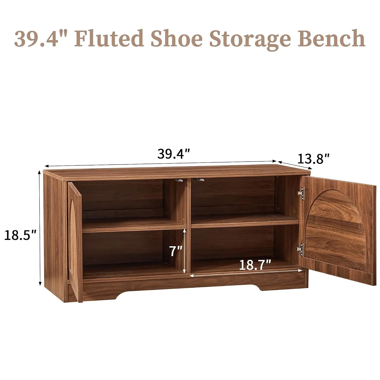 Fluted 2 Tier Shoe Storage Bench with Shelf 39.4