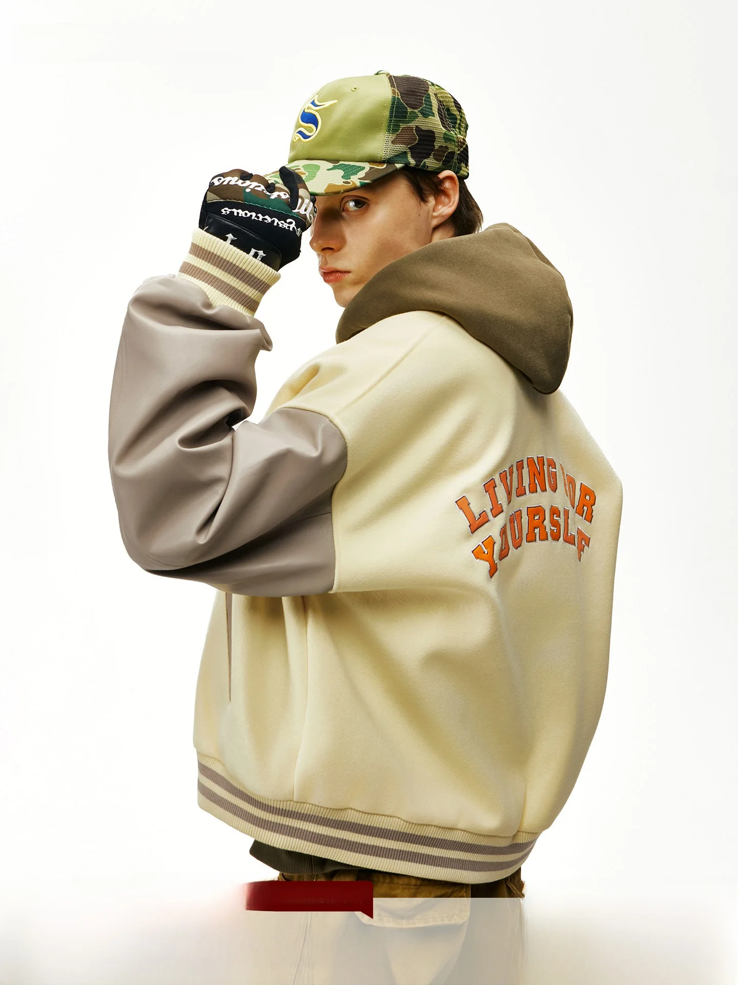 

American Sle Loose Fit Baseball Jaet for Men Patchwork PU Leather Splicing Embroidery Design Streetwear Versatile Outerwear