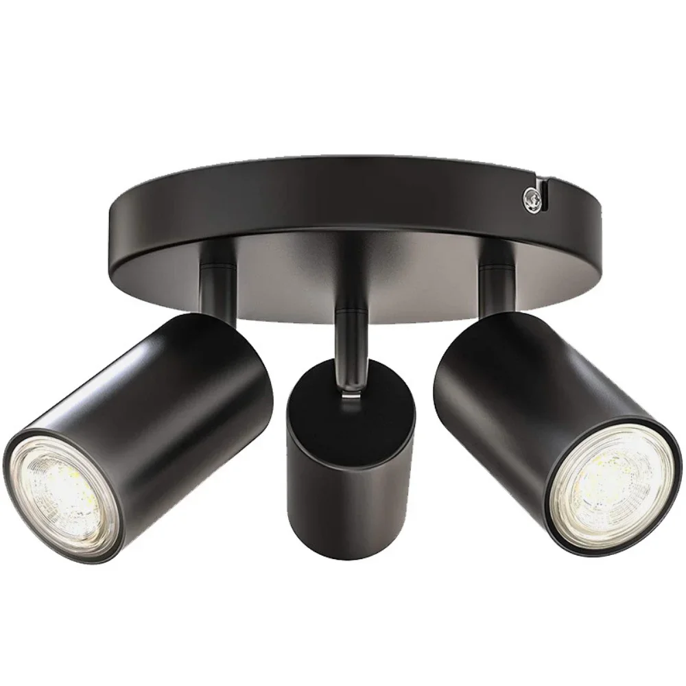 Superfície montada LED Spotlight teto, lâmpadas rotativas, decoração moderna, sala de estar, quarto, cozinha, iluminação doméstica, 3 luzes