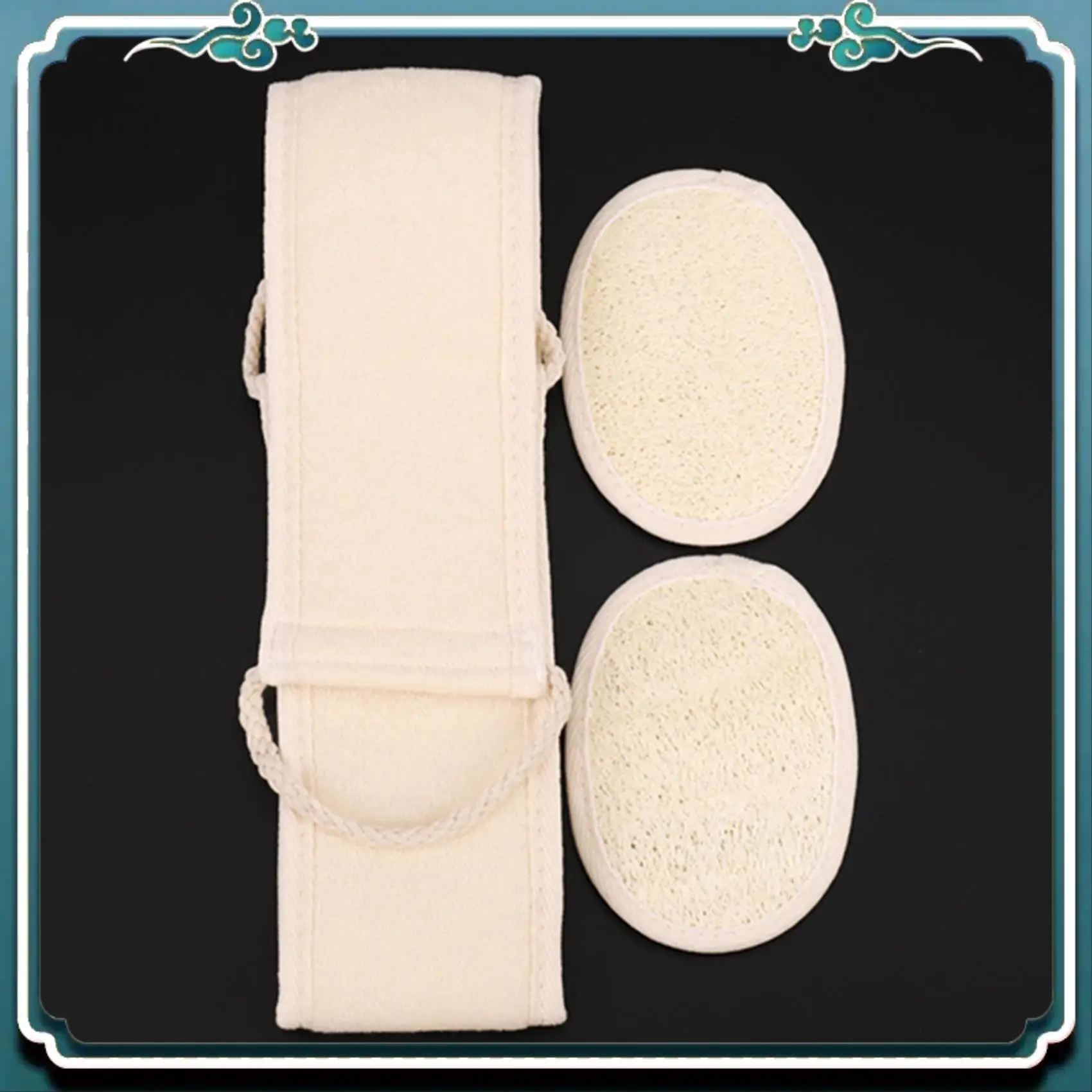 Loofah Exfoliating Back Scrubber For Shower, Double Side Scrubbing Strap, Body Bath Sponge With 100% Natural Luffa, Back Washer