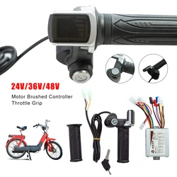 Electric Bike Bicycle Scooter Accessories Motor Brushed Controller & Throttle Twist Grip 24V 36V 48V 250W 350W 500W